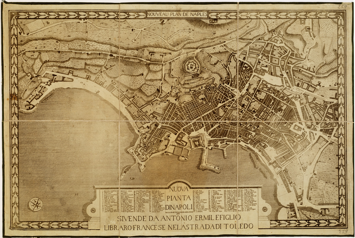 (N:13049) NUOVA PIANTA DI NAPOLI INCISA DA STEFANO GIRAUD L'ANNO 1767 (B0007178) Carte e stampe antiche: riproduzione a colori su carta (formato A1)