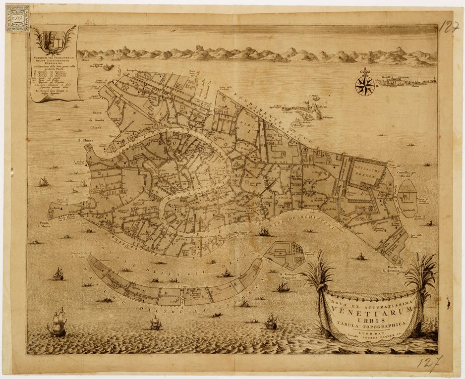 (N:12975) NOVA ET ACCURATISSIMA VENETIARUM URBIS TABULA TOPOGRAPHICA LUGD. BAT. EXCUDIT PETRUS VANDER A. A. - VENEZIA (B0007188) Carte e stampe antiche: riproduzione a colori su carta (formato A1)