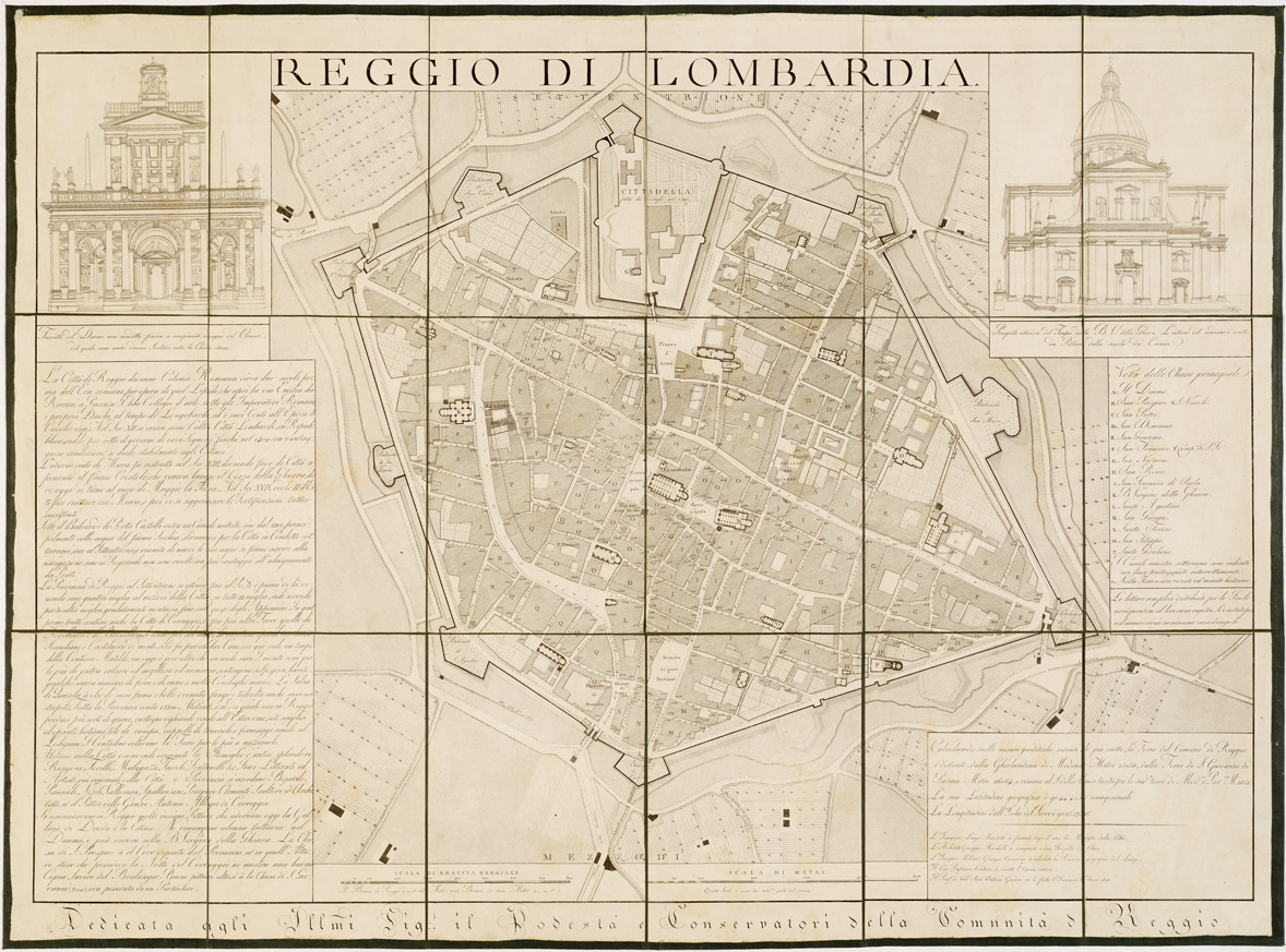 (N:14641) REGGIO DI LOMBARDIA DEDICATA AGLI ILL.MI SIG. IL PODESTA' E CONSERVATORI DELLA COMUNITA' DI REGGIO. (B0007193) Carte e stampe antiche: riproduzione a colori su carta (formato A1)