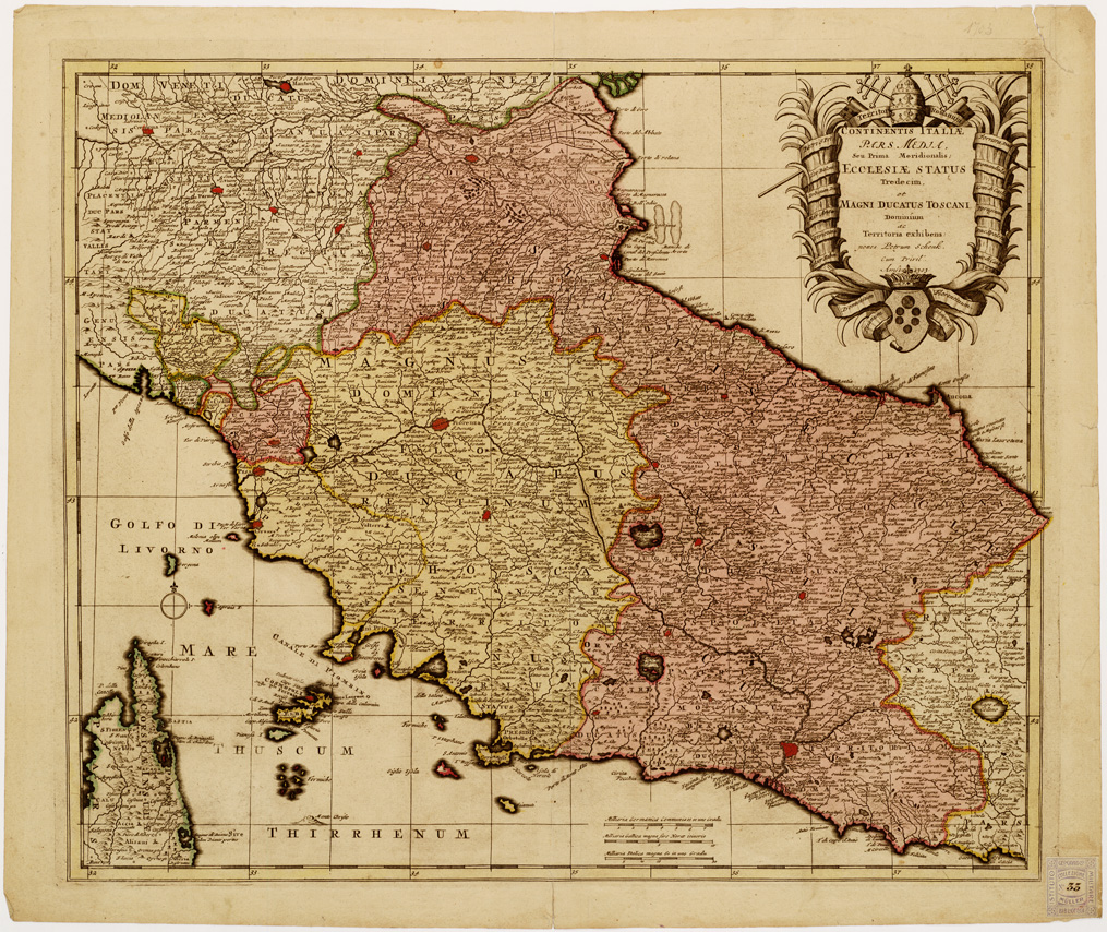 (N:9099) CONTINENTIS ITALIAE PARS MEDIA SEU PRIMA... (ITALIA) (B0007240) Carte e stampe antiche: riproduzione a colori su carta (formato A1)