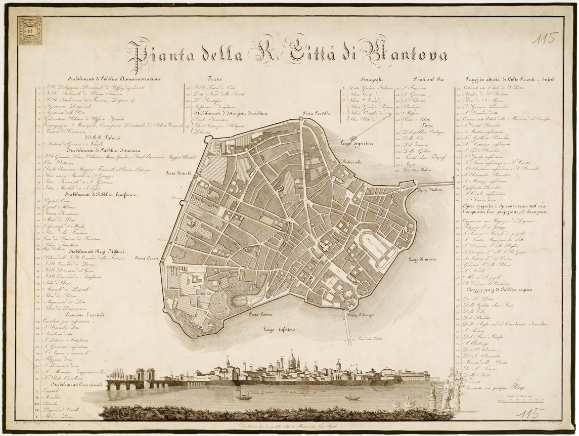 (N:13845) PIANTA DELLA REGIA CITTA' DI MANTOVA (B0007257) Carte e stampe antiche: riproduzione a colori su carta (formato A1)