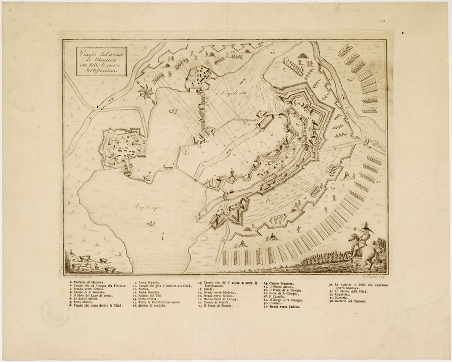 (N:13564) PIANTA DEL RECINTO DI MANTOVA CON TUTTE LE NUOVE FORTIFICAZIONI (s. d.) (B0007258) Carte e stampe antiche: riproduzione a colori su carta (formato A1)