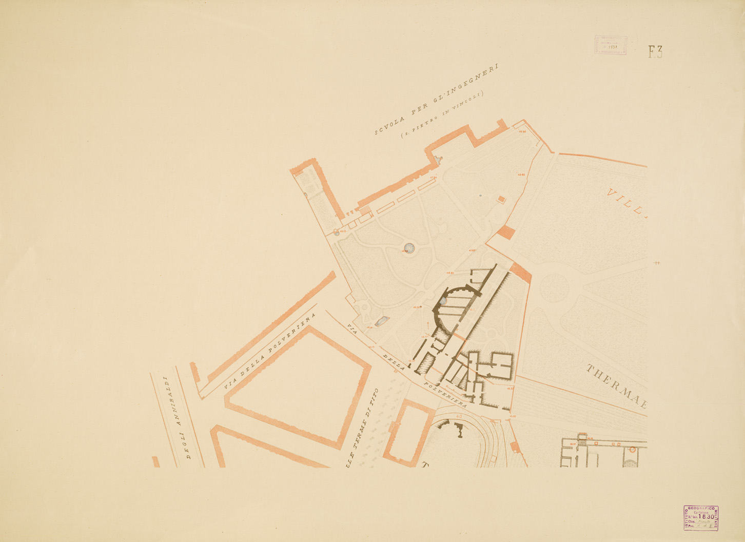 (N:12678) MEDIA PARS URBIS. R. ACCADEMIA DEI LINCEI. PROF. VINCENZO REINA... - (ROMA) - Foglio 3 (B0007283) Carte e stampe antiche: riproduzione a colori su carta (formato A1)