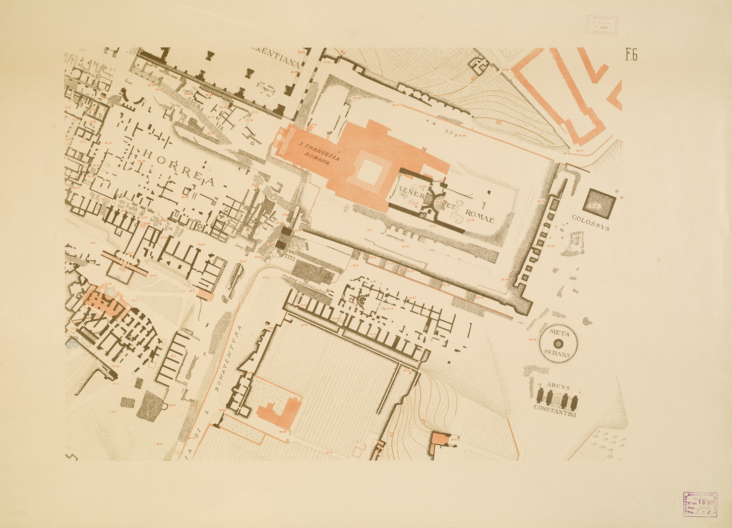 (N:12681) MEDIA PARS URBIS. R. ACCADEMIA DEI LINCEI. PROF. VINCENZO REINA... - (ROMA) - Foglio 6 (B0007286) Carte e stampe antiche: riproduzione a colori su carta (formato A1)