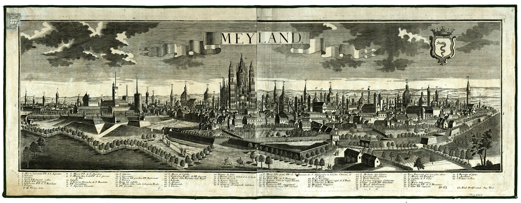 (N:12708) MEYLAND - MILANO - Tavola N. 63 (B0007295) Carte e stampe antiche: riproduzione a colori su carta (formato A1)