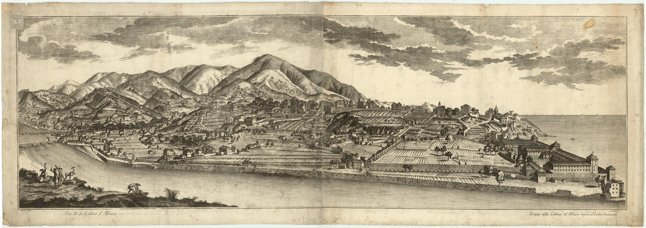 (N:14341) III-VEDUTA DELLA COLLINA D'ALBARO SOPRA AL LIDO (GENOVA-EST) (B0007315) Carte e stampe antiche: riproduzione a colori su carta (formato A1)