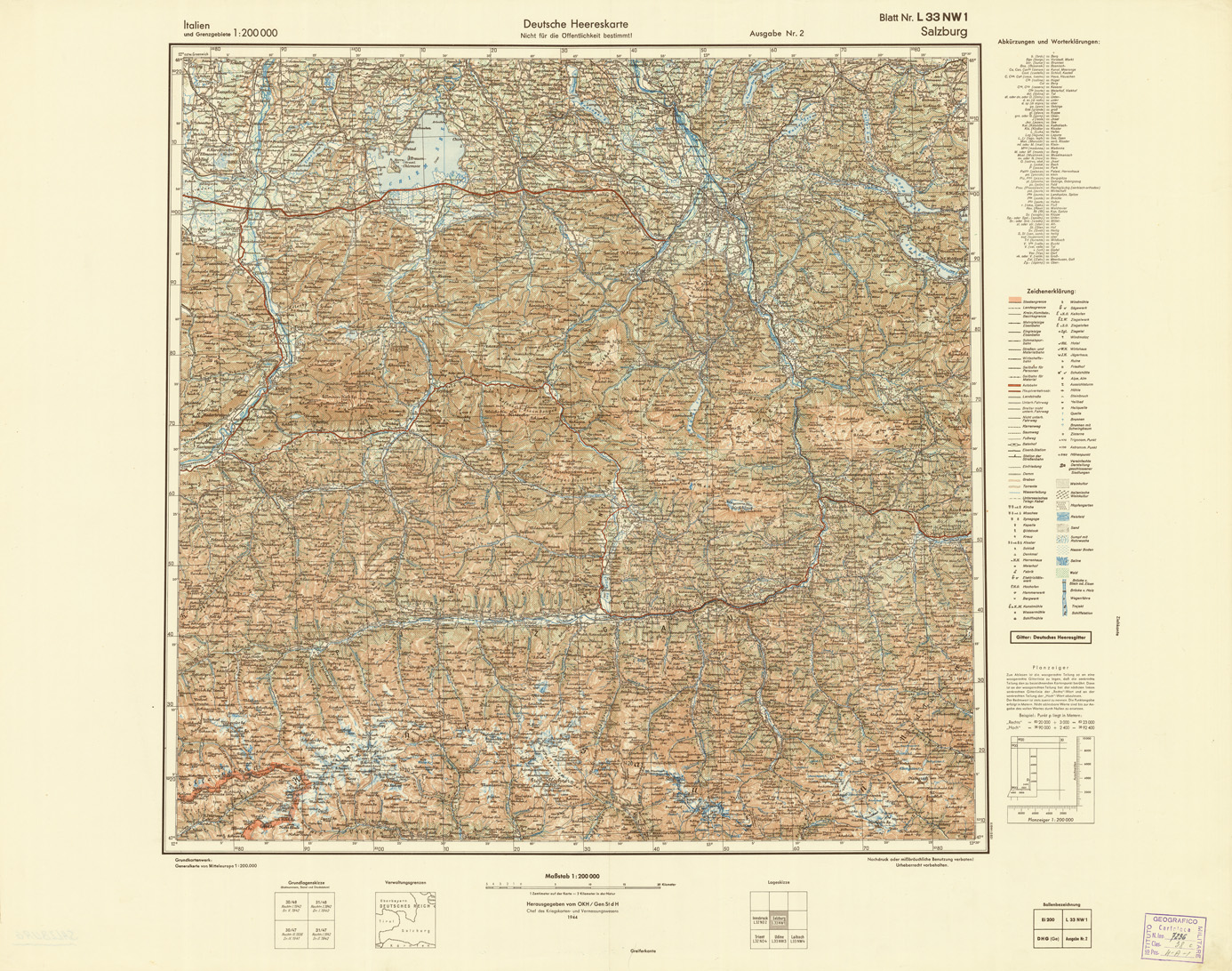 (N:10927) ITALIEN UND GRENZGEBIETE - SALZBURG NR. L 33 NW 4 (B0007445) Carte e stampe antiche: riproduzione a colori su carta (formato A1)