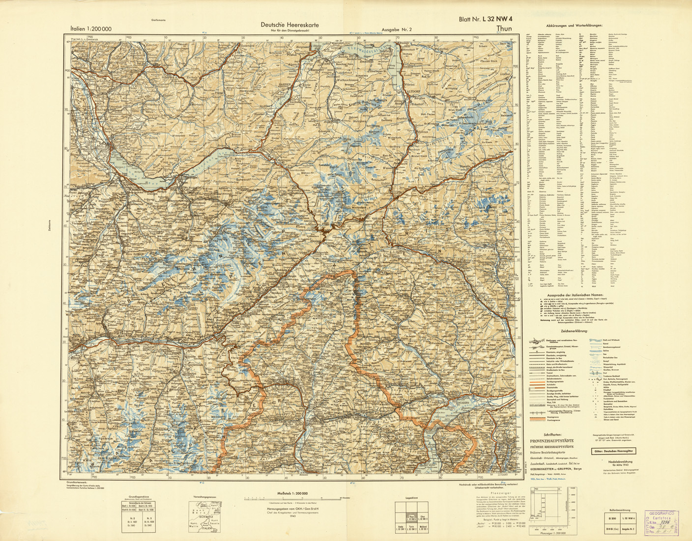 (N:10931) ITALIEN UND GRENZGEBIETE - THUN NR. L 32 NW 4 (B0007449) Carte e stampe antiche: riproduzione a colori su carta (formato A1)