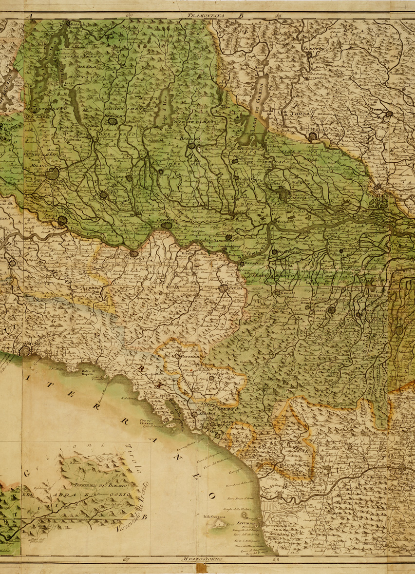 (N:3575) CARTA DEL TERRITORIO DELLA REPUBBLICA CISALPINA E DI PARTE DEGLI STATI LIMITROFI IN FIRENZE - PRESSO PAGNI E BARDI
 (B0007468, B0007469, B0007470, B7468-70) Carte e stampe antiche: riproduzione a colori su carta (formato A1)