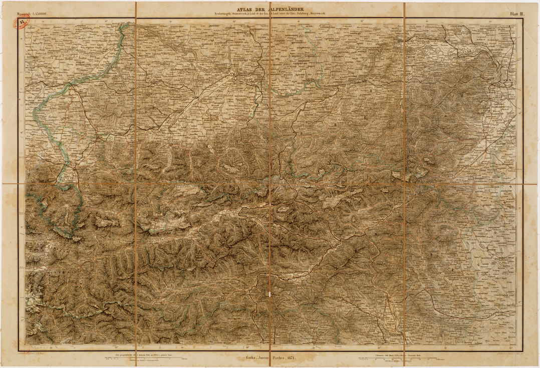 (N:12644) MAYR'S ATLAS DER ALPEN LANDER UND MITTEL ITALIEN - Tavola III (B0007531) Carte e stampe antiche: riproduzione a colori su carta (formato A1)