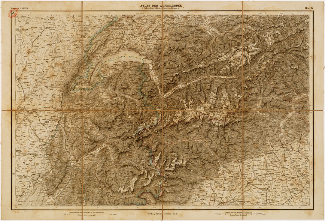 (N:12645) MAYR'S ATLAS DER ALPEN LANDER UND MITTEL ITALIEN - Tavola IV (B0007532) Carte e stampe antiche: riproduzione a colori su carta (formato A1)