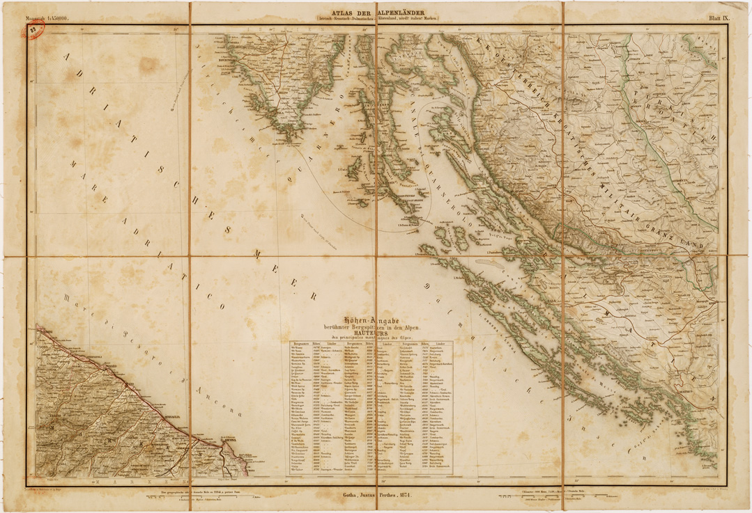 (N:12646) MAYR'S ATLAS DER ALPEN LANDER UND MITTEL ITALIEN - Tavola IX (B0007537) Carte e stampe antiche: riproduzione a colori su carta (formato A1)