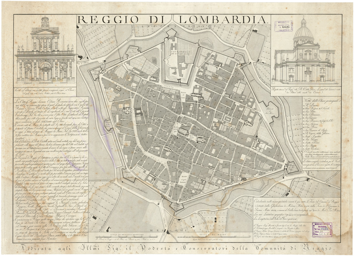 (N:14639) REGGIO DI LOMBARDIA DEDICATA AGLI ILL.MI SIG. IL PODESTA' E CONSERVATORI DELLA COMUNITA' DI REGGIO (B0007540) Carte e stampe antiche: riproduzione a colori su carta (formato A1)