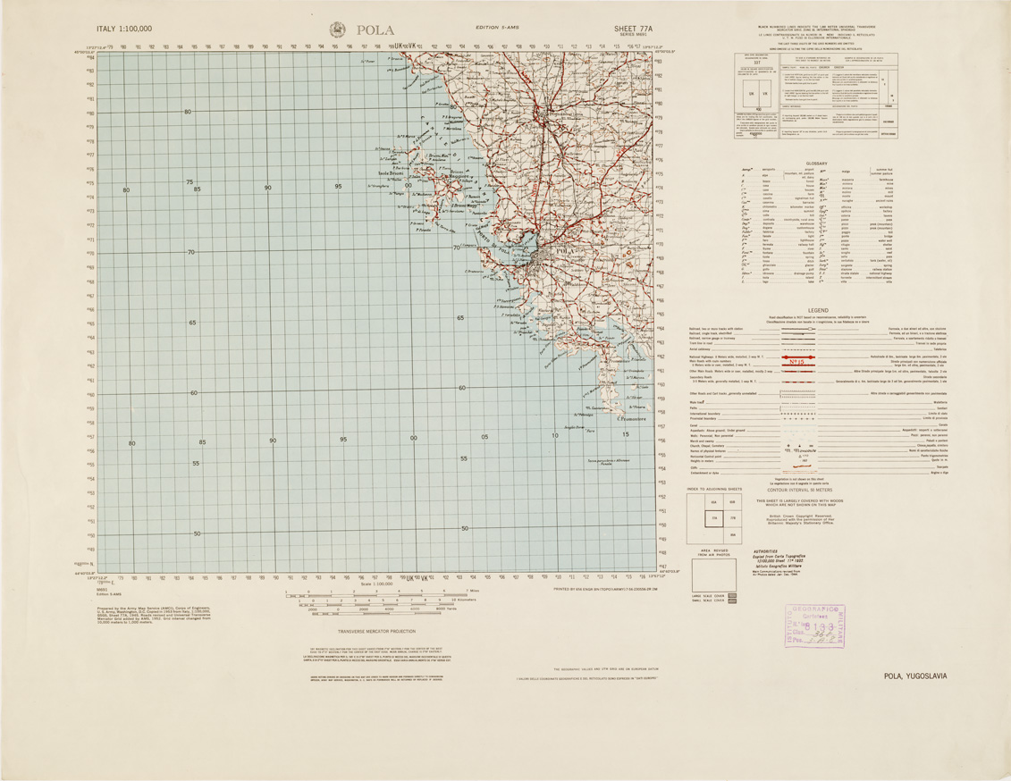 (N:10958) ITALY - POLA JUGOSLAVIA SHEET 77A (B0007622) Carte e stampe antiche: riproduzione a colori su carta (formato A1)