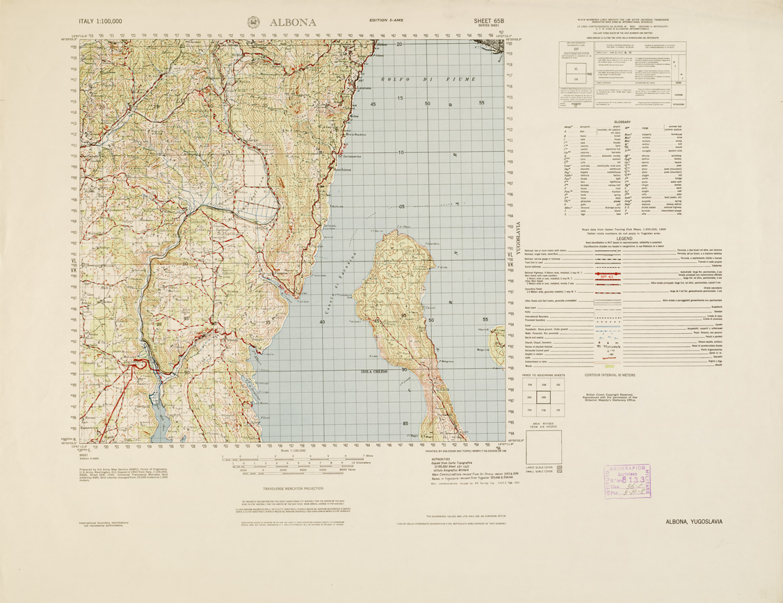 (N:10945) ITALY - ALBONA JUGOSLAVIA SHEET 65B (B0007625) Carte e stampe antiche: riproduzione a colori su carta (formato A1)