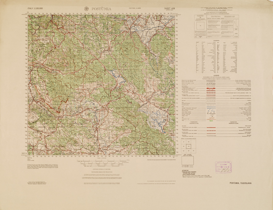 (N:10959) ITALY - POSTUMIA JUGOSLAVIA SHEET 40B (B0007627) Carte e stampe antiche: riproduzione a colori su carta (formato A1)