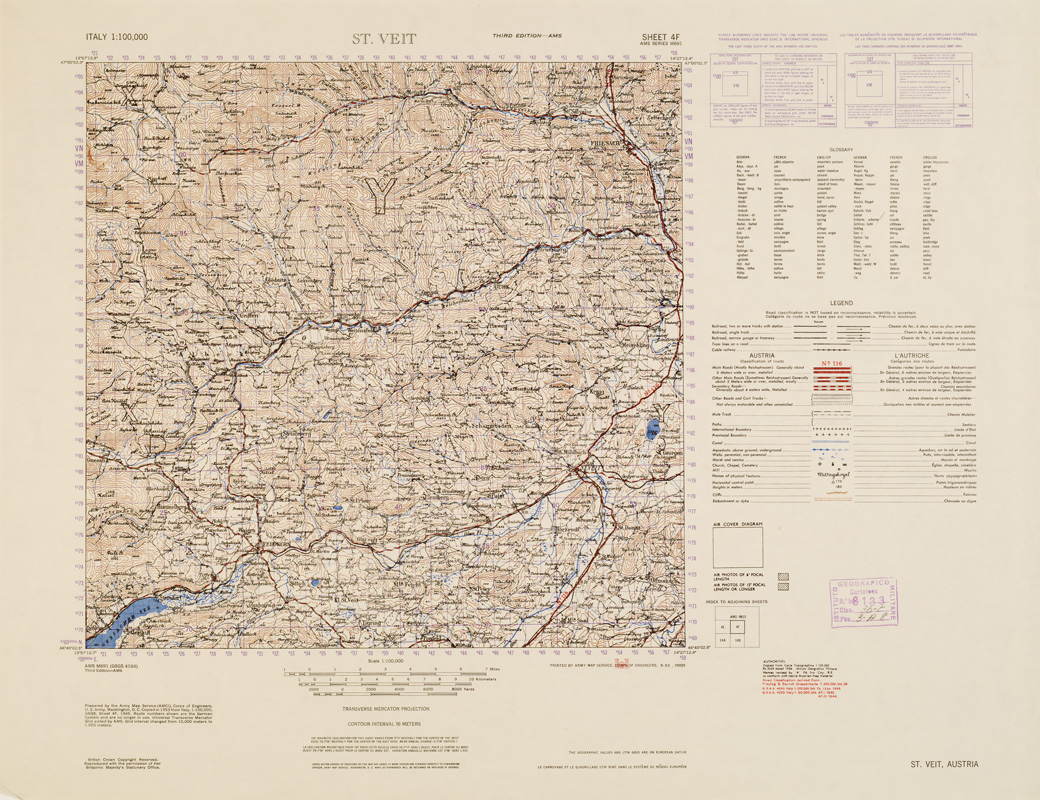 (N:10963) ITALY - ST. VEIT AUSTRIA SHEET 4F (B0007630) Carte e stampe antiche: riproduzione a colori su carta (formato A1)