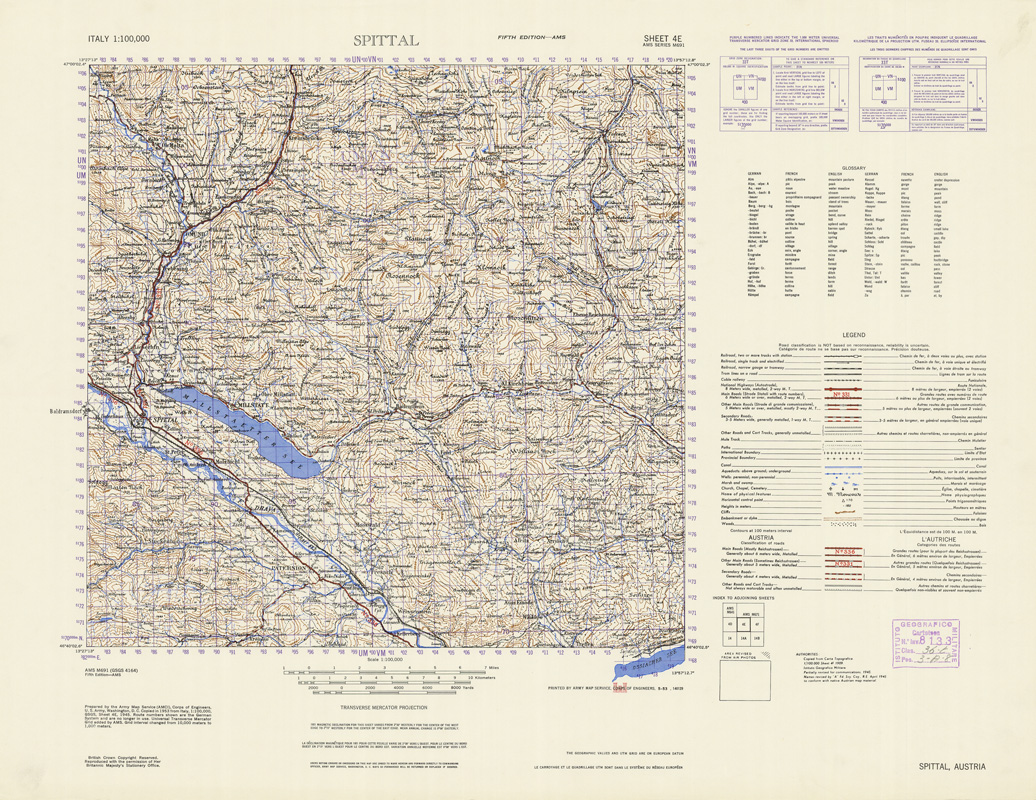 (N:10962) ITALY - SPITAL AUSTRIA SHEET 4E (B0007631) Carte e stampe antiche: riproduzione a colori su carta (formato A1)