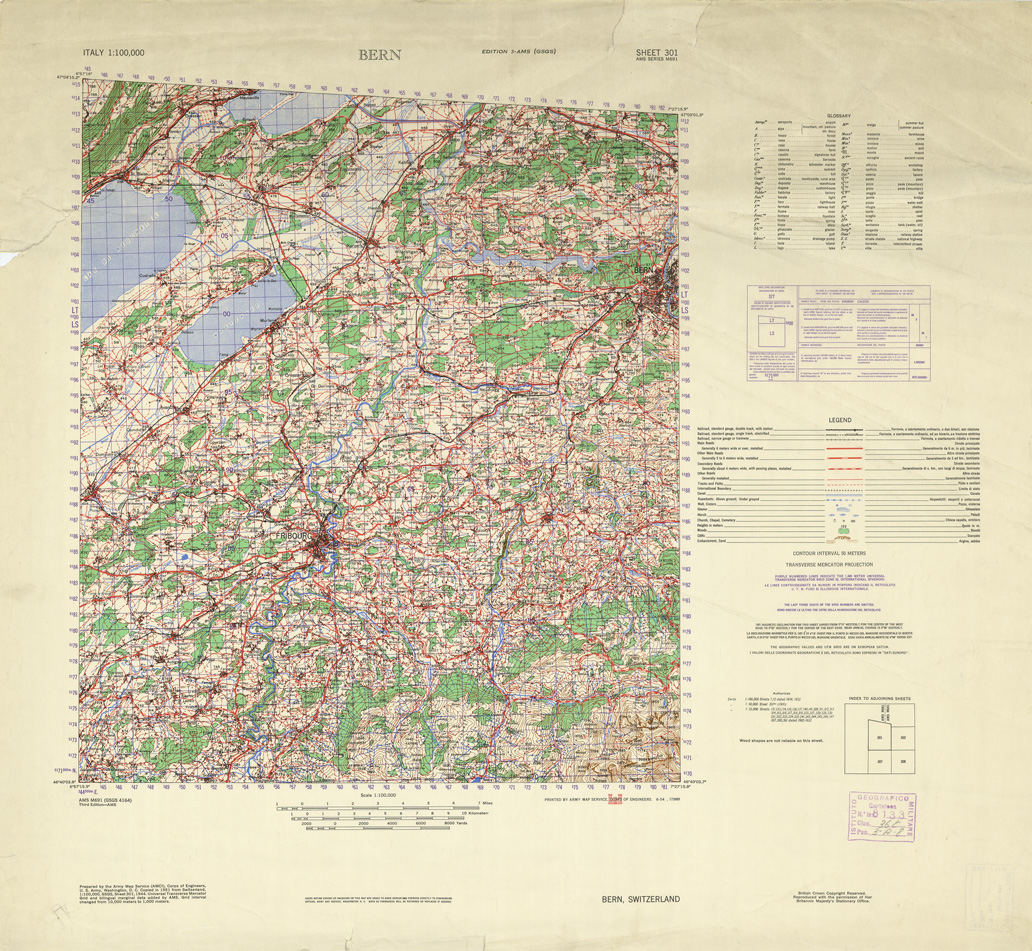 (N:10947) ITALY - BERLIN SWITZERLAN SHEET 301 (B0007642) Carte e stampe antiche: riproduzione a colori su carta (formato A1)