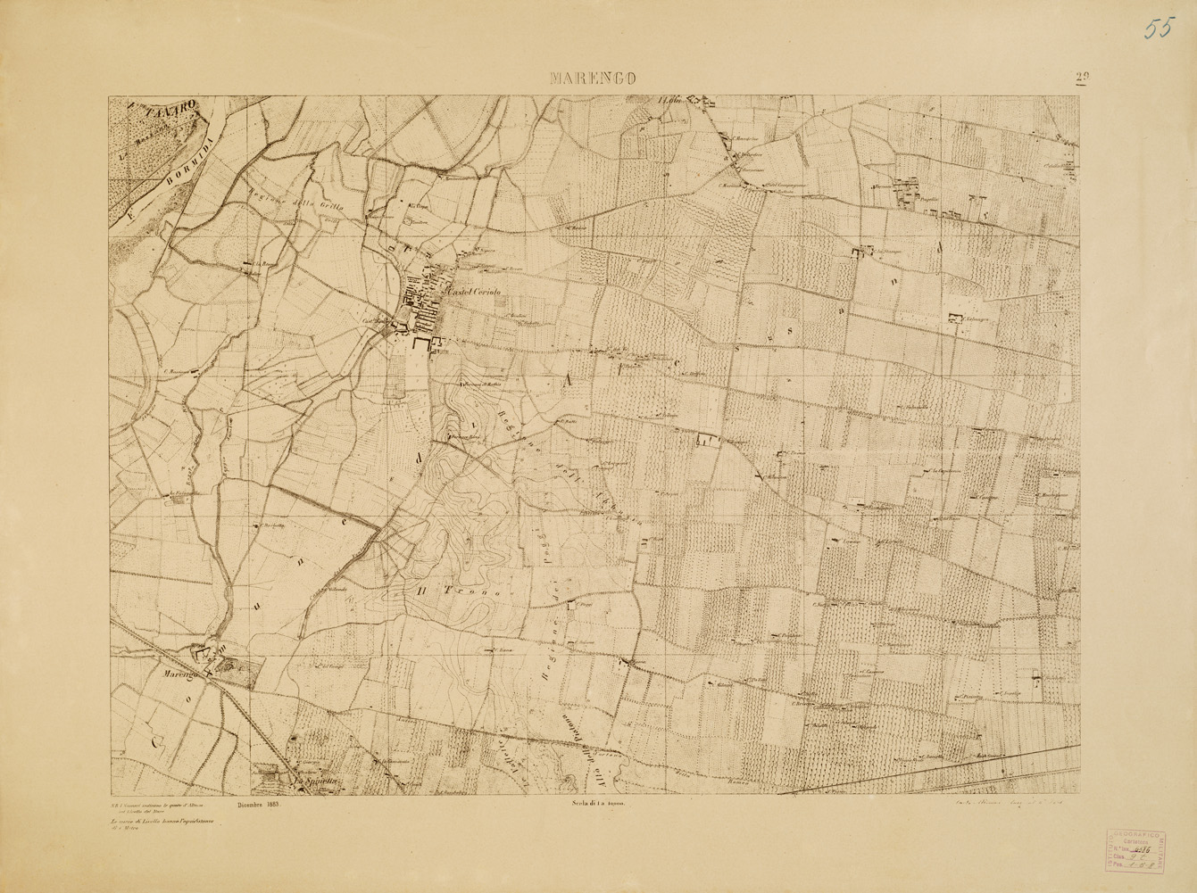 (N:7898) CARTA TOPOGRAFICA DELLA VALLE DEL PO' DA CASALE A PAVIA - Foglio 29 MARENGO (B0007672) Carte e stampe antiche: riproduzione a colori su carta (formato A1)