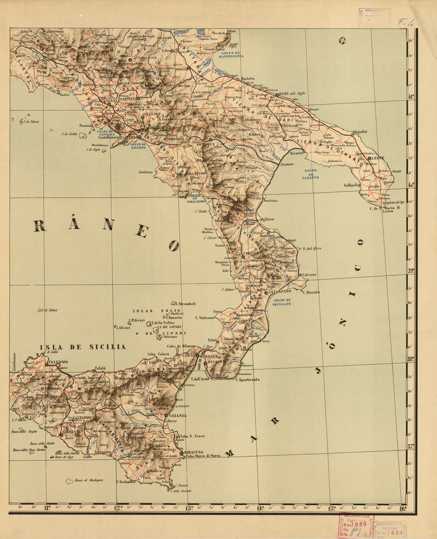(N:12106) MAPE DE ITALIA - Foglio 4 (B0007742) Carte e stampe antiche: riproduzione a colori su carta (formato A1)