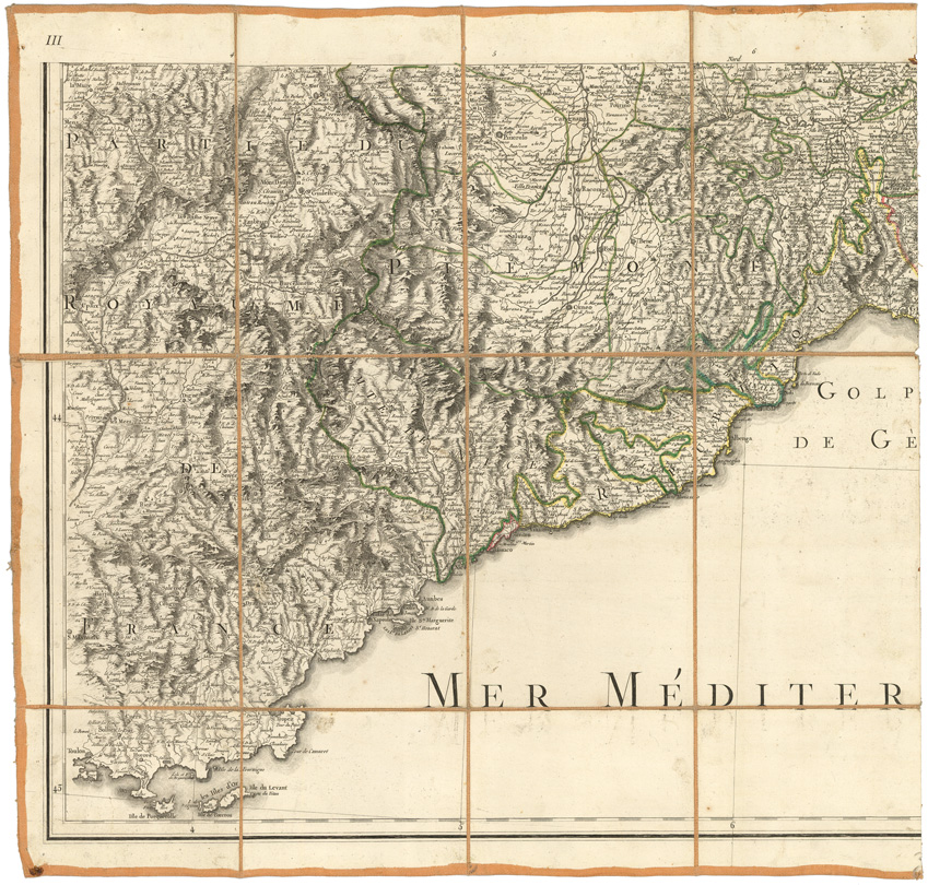 (N:8462) CARTE DE LA PARTIE SEPTENTRIONALE DE L'ITALIE PAR M. CHAUCHARD, CAPITAINE D'INFANTERIE ET INGENIEUR MILITAIRE. A PARIS CHEZ LE S. DEZAUCHE, ECC.. - Foglio 4 (B0008144) Carte e stampe antiche: riproduzione a colori su carta (formato A1)