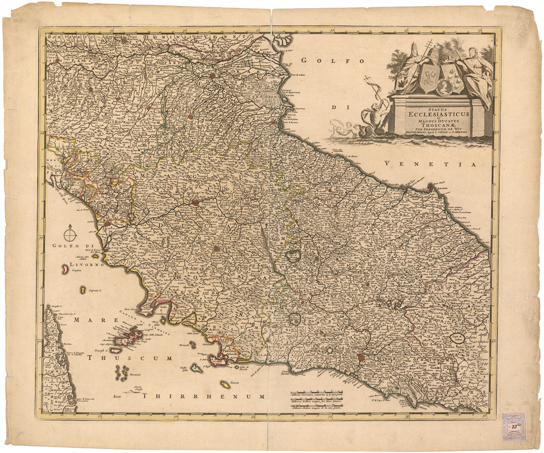 (N:16384) STATUS ECCLESIASTICUS ET MAGNUS DUCATUS THOSCANAE... (Stato Ecclesiastico - Toscana) (B0008272) Carte e stampe antiche: riproduzione a colori su carta (formato A1)