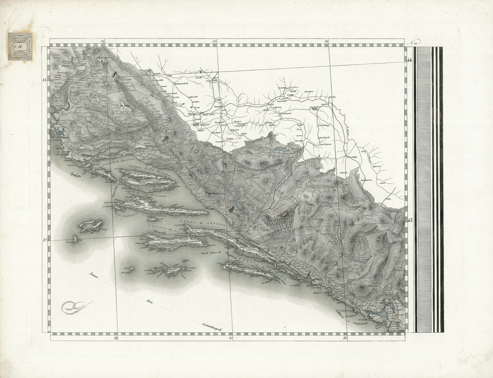 (N:10458) GRAN CARTA D'ITALIA DISEGNATA ED INCISA COLLA SCORTA DELLE OPERE PIU' RECENTI ED ACCREDITATE DI GEOGRAFIA PUBBLICATA PER CURA DI G. CIVELLI E COMP. ... - Foglio 12 - Dalmazia (B0008299) Carte e stampe antiche: riproduzione a colori su carta (formato A1)