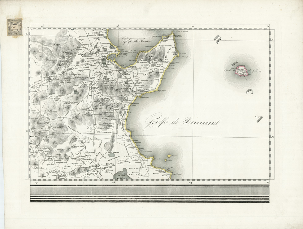 (N:10473) GRAN CARTA D'ITALIA DISEGNATA ED INCISA COLLA SCORTA DELLE OPERE PIU' RECENTI ED ACCREDITATE DI GEOGRAFIA PUBBLICATA PER CURA DI G. CIVELLI E COMP. ... - Foglio 26 - Golfo di Tunisi e di Hammamet (B0008313) Carte e stampe antiche: riproduzione a colori su carta (formato A1)