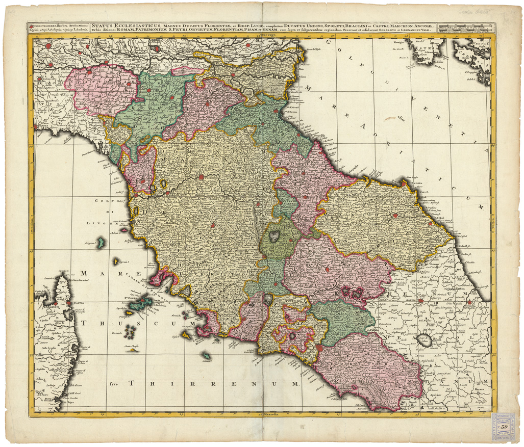 (N:16382) STATUS ECCLESIASTICUS, MAGNUS DUCATUS FLORENTIAE... - Stato della Chiesa e Gran Ducato di Firenze (B0008374) Carte e stampe antiche: riproduzione a colori su carta (formato A1)