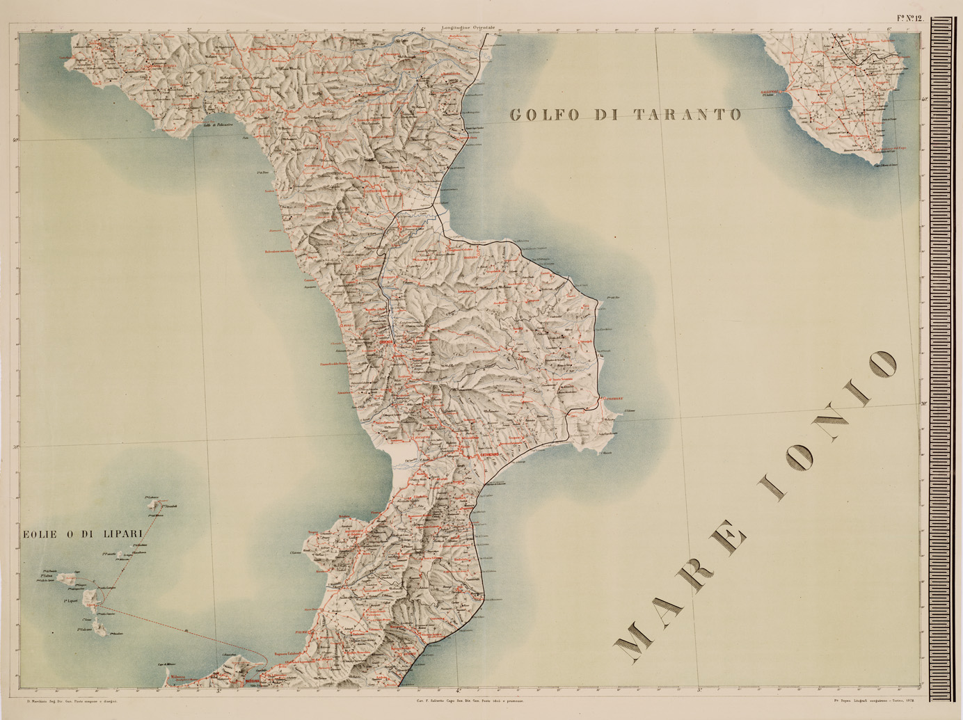 (N:5021) CARTA GEOGRAFICA POSTALE D'ITALIA... - Foglio 12 (B0008405) Carte e stampe antiche: riproduzione a colori su carta (formato A1)