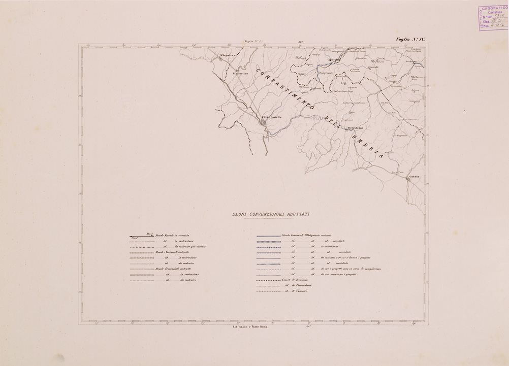(N:3973) CARTA COROGRAFICA DELLE STRADE COMUNALI OBBLIGATORIE D'ITALIA - COMPARTIMENTO DELLE MARCHE... - Foglio 4 (B0008465) Carte e stampe antiche: riproduzione a colori su carta (formato A1)