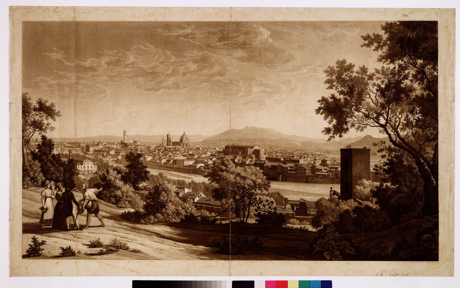 (N:14226) VEDUTA PROSPETTICA DI FIRENZE (B0008511) Carte e stampe antiche: riproduzione a colori su carta (formato A1)