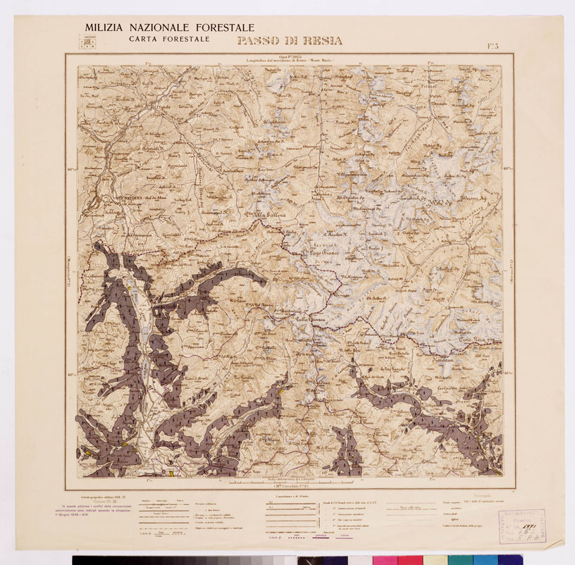 (N:4732) CARTA FORESTALE DEL REGNO D'ITALIA... - Foglio 3 PASSO DI RESIA (B0008768) Carte e stampe antiche: riproduzione a colori su carta (formato A1)