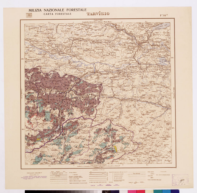 (N:4588) CARTA FORESTALE DEL REGNO D'ITALIA... - Foglio 14 a TARVISIO (B0008781) Carte e stampe antiche: riproduzione a colori su carta (formato A1)