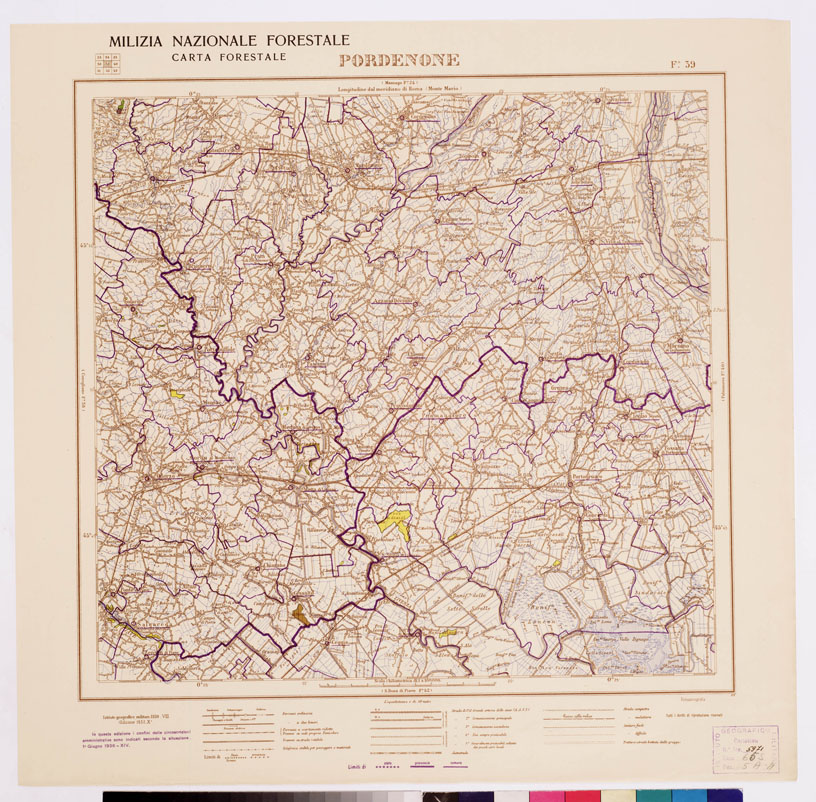 (N:4742) CARTA FORESTALE DEL REGNO D'ITALIA... - Foglio 39 PORDENONE (B0008807) Carte e stampe antiche: riproduzione a colori su carta (formato A1)