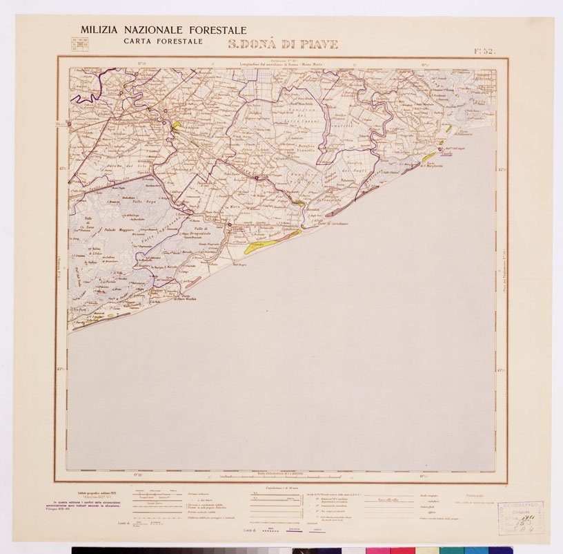 (N:4761) CARTA FORESTALE DEL REGNO D'ITALIA... - Foglio 52 S. DONATO DI PIAVE (B0008822) Carte e stampe antiche: riproduzione a colori su carta (formato A1)