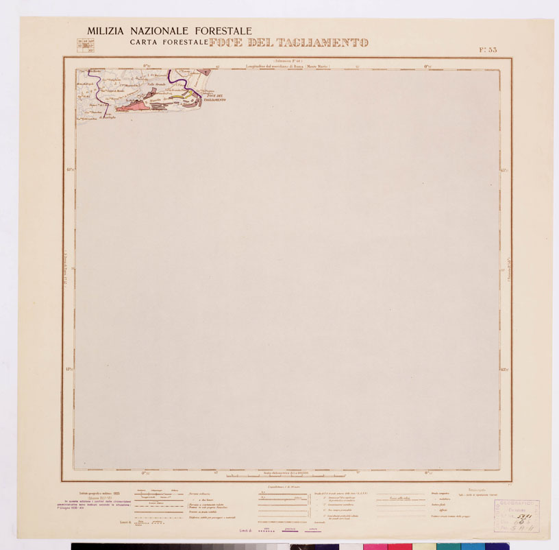 (N:4764) CARTA FORESTALE DEL REGNO D'ITALIA... - Foglio 53 FOCE DEL TAGLIAMENTO (B0008823) Carte e stampe antiche: riproduzione a colori su carta (formato A1)