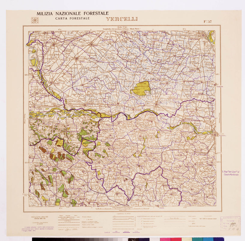 (N:4768) CARTA FORESTALE DEL REGNO D'ITALIA... - Foglio 57 VERCELLI (B0008829) Carte e stampe antiche: riproduzione a colori su carta (formato A1)