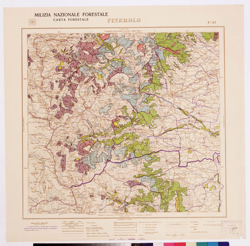 (N:4781) CARTA FORESTALE DEL REGNO D'ITALIA... - Foglio 67 PINEROLO (B0008841) Carte e stampe antiche: riproduzione a colori su carta (formato A1)