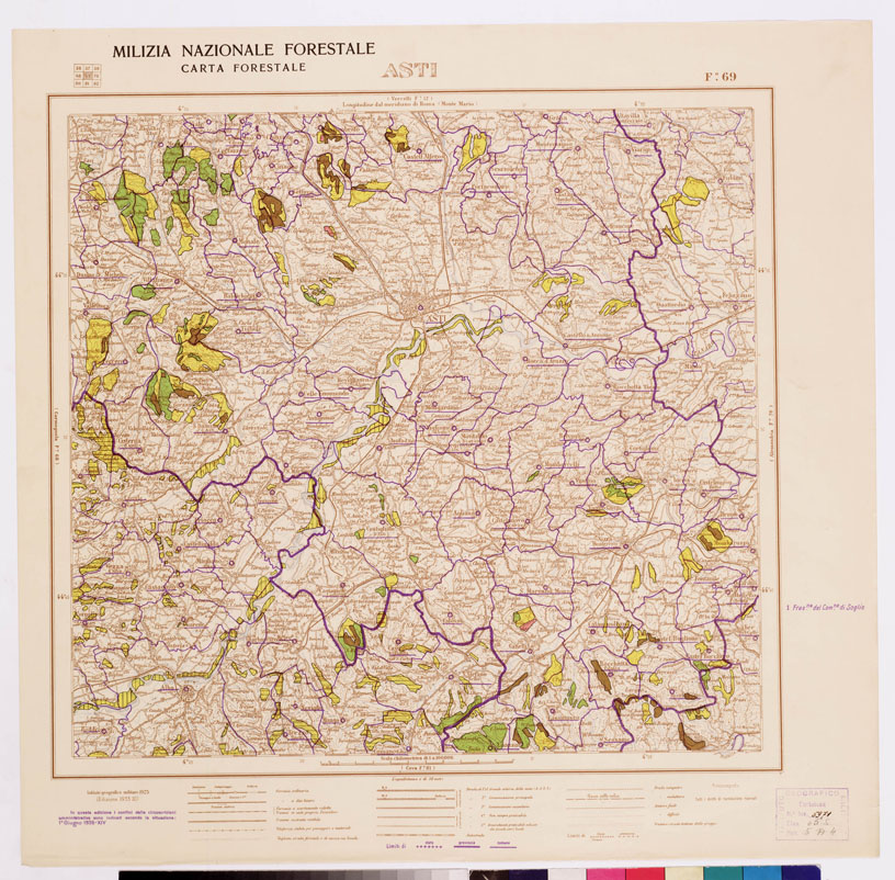 (N:4783) CARTA FORESTALE DEL REGNO D'ITALIA... - Foglio 69 ASTI (B0008843) Carte e stampe antiche: riproduzione a colori su carta (formato A1)