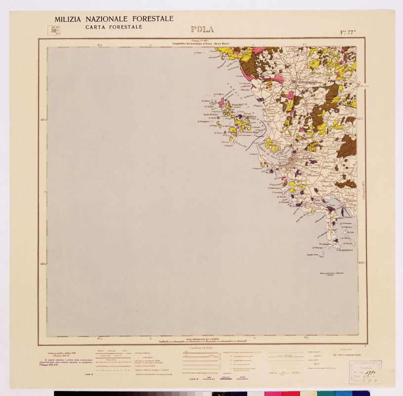 (N:4791) CARTA FORESTALE DEL REGNO D'ITALIA... - Foglio 77 a POLA (B0008852) Carte e stampe antiche: riproduzione a colori su carta (formato A1)