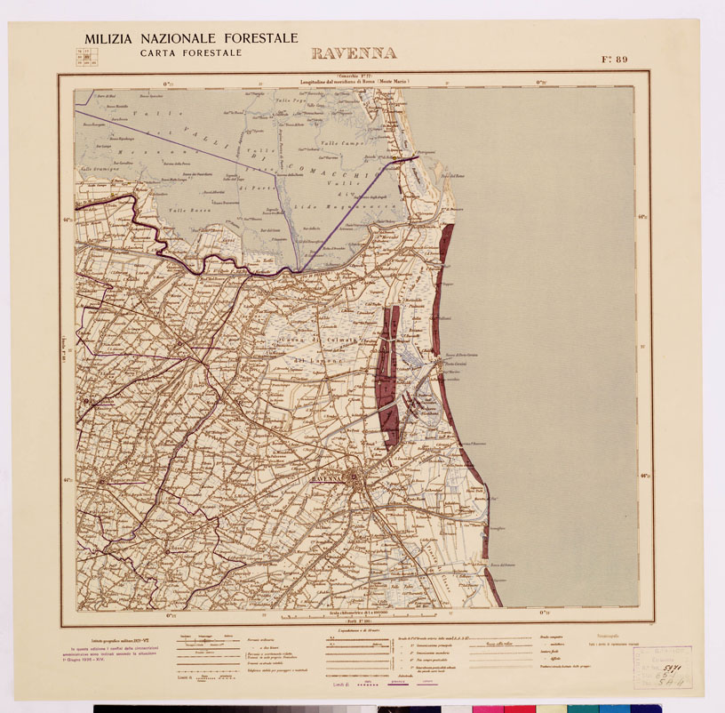 (N:4808) CARTA FORESTALE DEL REGNO D'ITALIA... - Foglio 89 RAVENNA (B0008865) Carte e stampe antiche: riproduzione a colori su carta (formato A1)