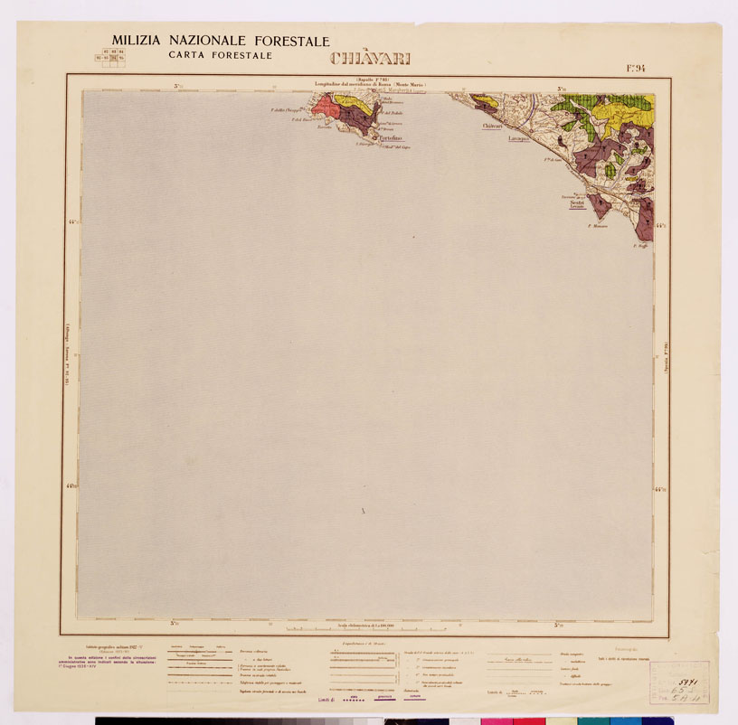 (N:4813) CARTA FORESTALE DEL REGNO D'ITALIA... - Foglio 94 CHIAVARI (B0008871) Carte e stampe antiche: riproduzione a colori su carta (formato A1)