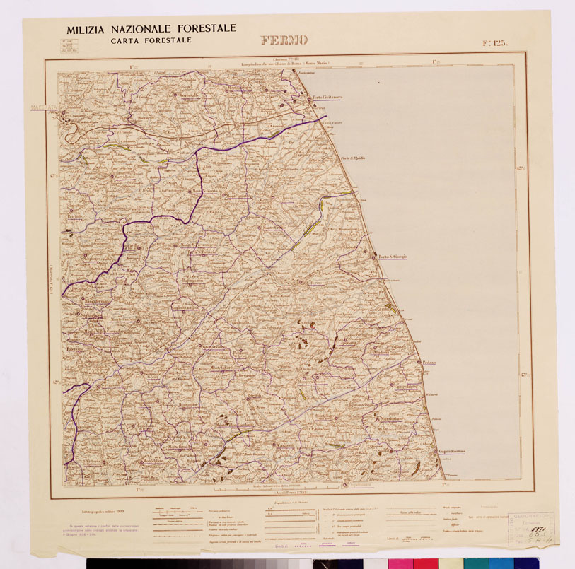 (N:4572) CARTA FORESTALE DEL REGNO D'ITALIA... - Foglio 125 FERMO (B0008900) Carte e stampe antiche: riproduzione a colori su carta (formato A1)