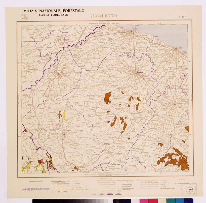 (N:4626) CARTA FORESTALE DEL REGNO D'ITALIA... - Foglio 176 BARLETTA (B0008948) Carte e stampe antiche: riproduzione a colori su carta (formato A1)