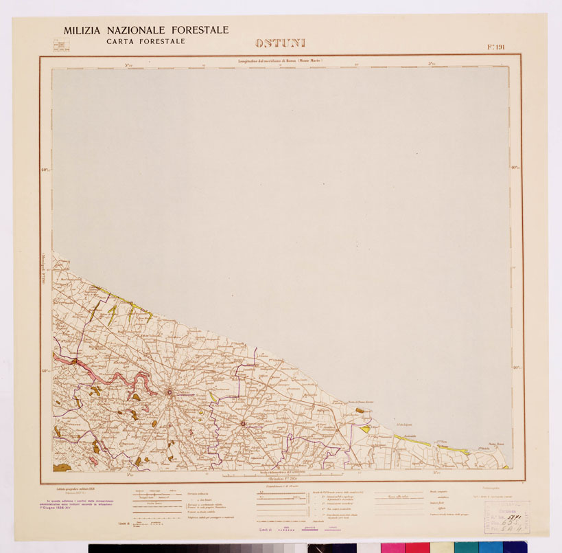 (N:4642) CARTA FORESTALE DEL REGNO D'ITALIA... - Foglio 191 OSTUNI (B0008962) Carte e stampe antiche: riproduzione a colori su carta (formato A1)