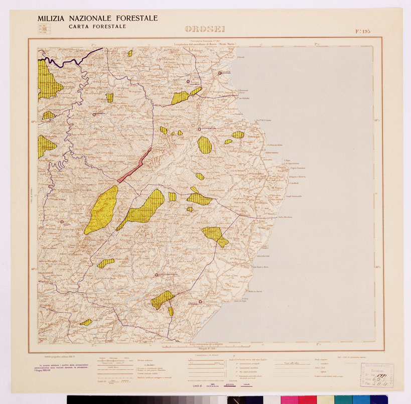 (N:4646) CARTA FORESTALE DEL REGNO D'ITALIA... - Foglio 195 OROSEI (B0008966) Carte e stampe antiche: riproduzione a colori su carta (formato A1)