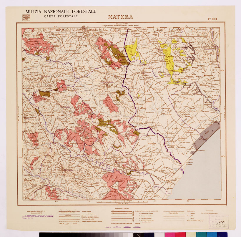 (N:4654) CARTA FORESTALE DEL REGNO D'ITALIA... - Foglio 201 MATERA (B0008972) Carte e stampe antiche: riproduzione a colori su carta (formato A1)