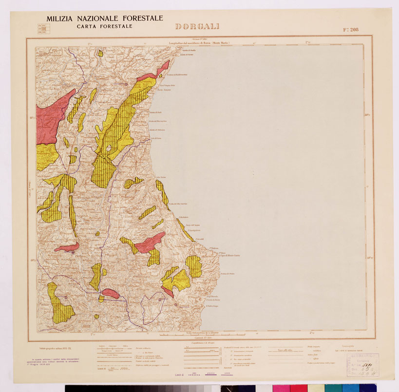 (N:4660) CARTA FORESTALE DEL REGNO D'ITALIA... - Foglio 208 DOGALI (B0008978) Carte e stampe antiche: riproduzione a colori su carta (formato A1)